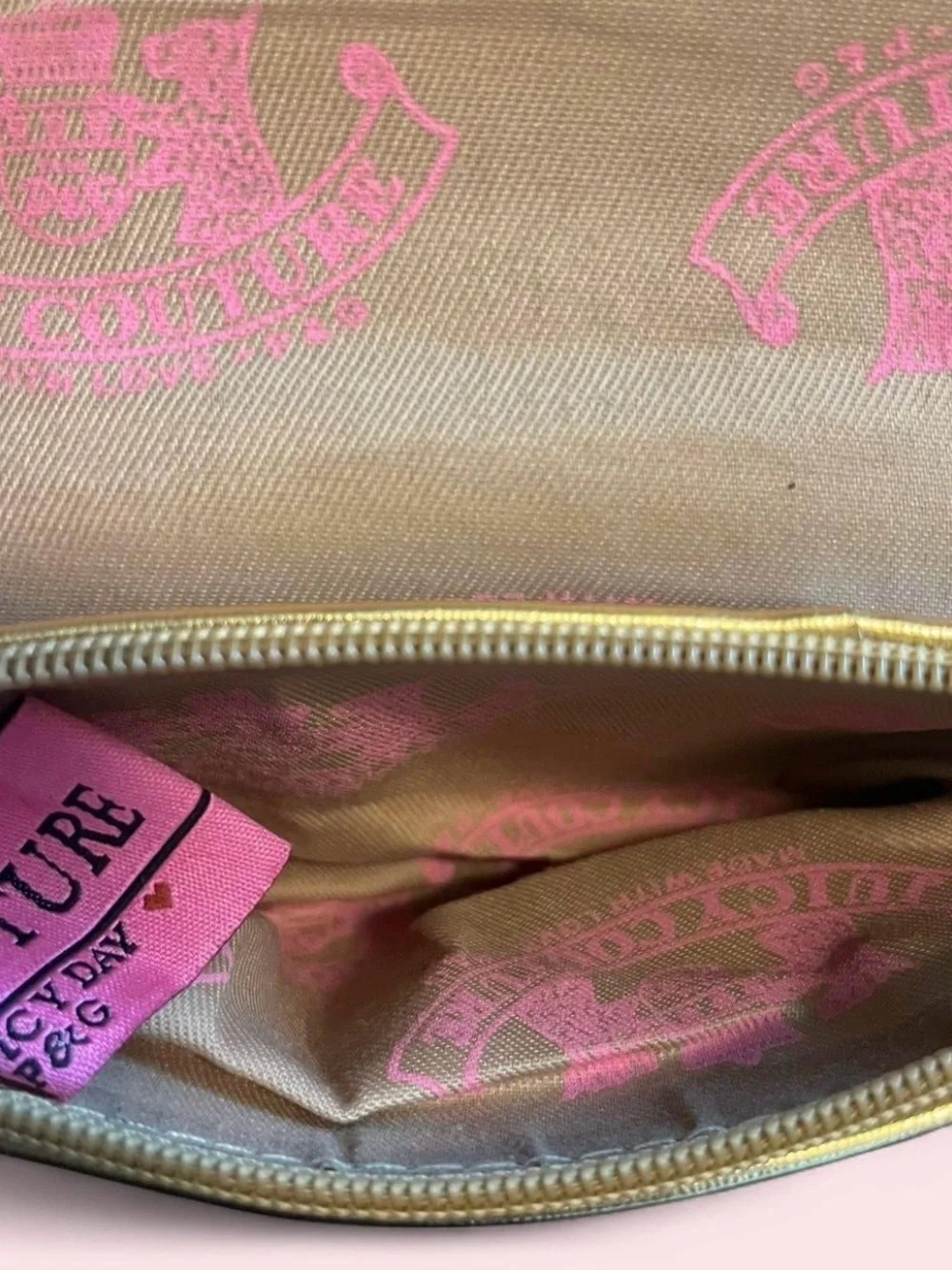 Vintage Juicy Couture Iridescent Gold and Pink Accent Crossbody Bag